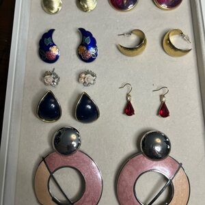 Lot of 8 vintage pierced earrings mostly 1980s and 1990s